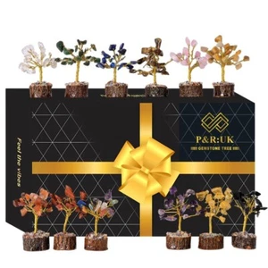 12pc Mini Crystal Tree Set – Gemstone Healing Chakra Spiritual Home Décor - Picture 1 of 11