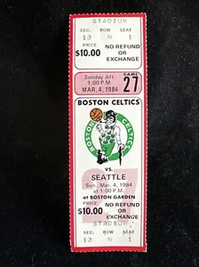 1984 BASKETBALL FULL TICKET CELTICS SONICS LARRY BIRD 19pt/11rb/6as NBA CHAMPS - Picture 1 of 2