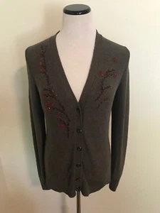 Eddie Bauer Womens Sz M Cardigan Brown Knitted Button Down Sweater Long Sleeve - Picture 1 of 6