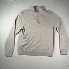 Perry Ellis Sweater Mens Large Gray Long Sleeve 1/4 Zip Pullover Old Money