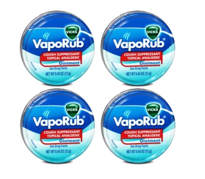 4 Pack of Vicks Vaporub Topical Ointment 12g Tin Travel Size by Vick - Image 1 of 3