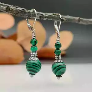 Vintage 925 Silver Turquoise Earrings Ear Hook Women Wedding Dangle Drop Jewelry - Picture 1 of 2