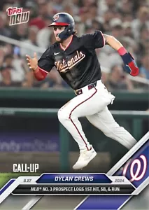 2024 TOPPS NOW MLB CALLED-UP CARD WASHINGTON NATIONALS DYLAN CREWS #601 1st HIT - Picture 1 of 1