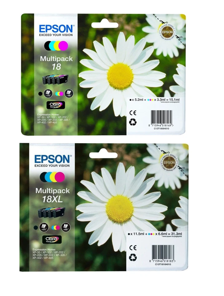 Cartuchos de tinta originales Epson 18/18XL (lote de margaritas) - ¡ENTREGA GRATUITA EN REINO UNIDO! - IVA Foto 1 de 1