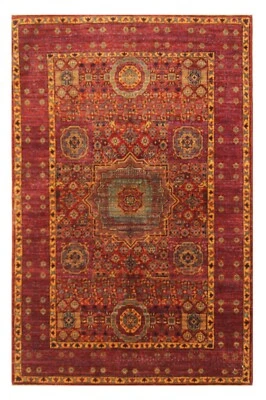 3 x 5 ft Pink Mamluk Afghan Hand Knotted Wool Medallion Area Rug - Image 1 of 4