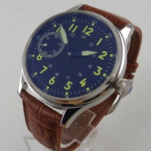 Reloj Hombre Mecánico 44mm Asia 6497 Manual Esfera Negra Luz Nocturna - Imagen 1 de 5