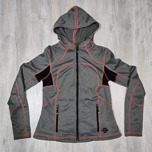 Women's Harley Davidson Gray Full Zip Lightweight Athletic Hoodie Shirt Jacket M - Picture 1 of 9