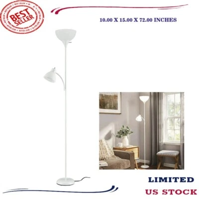 Lâmpada de assoalho combinada branca Mainstays 72" com lâmpada de leitura design moderno sala de estar - Imagem 1 de 4