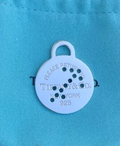 TIFFANY & CO~ Please Return To Tiffany~ Large Pendant~ Sterling Silver 925 - Picture 1 of 8