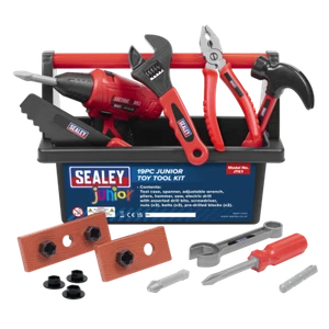 Kit de herramientas de juguete Sealey Junior 19 piezas inc. Taladro a batería (Sealey JTK1 genuino) - Imagen 1 de 4
