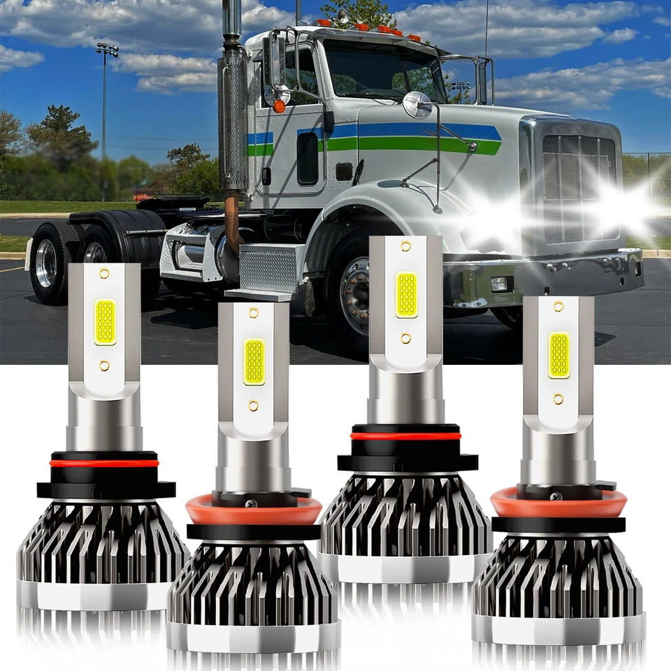 For Peterbilt 367 2016-2017 LED Headlight Bulb 9005+H11 High Low Beam 4PCS - Image 1 of 4