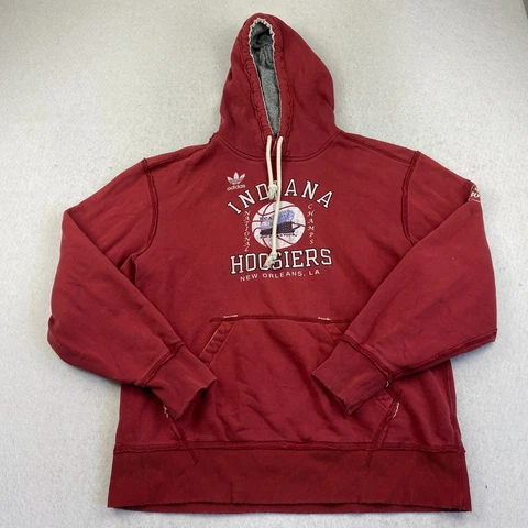 Indiana Hoosiers Adidas Sweatshirt Men L Hoodie New Orleans LA Pullover NCAA Red Cover