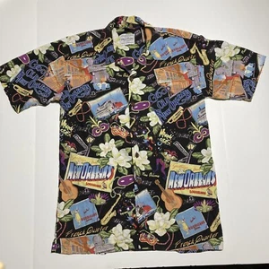 David Carey Originals New Orleans Mardi Gras Hawaiian Button Shirt Mens Small - Picture 1 of 8
