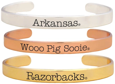 Arkansas Razorbacks Woo Pig Sooie Tri Tone Bangle Bracelet Set Choose 1 or all 3 Cover