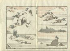 Antique Japanese WoodPrint Mountain Landscape c. 1890