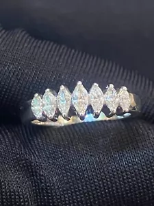 Stunning 0.50 Cts Marquise Shape Natural Diamonds Engagement Ring In 14K Gold - Picture 1 of 12