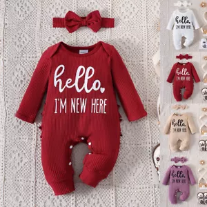 Newborn Baby Boys Girls Romper Pants Bodysuit Jumpsuit Outfit Infant Clothes Set - Picture 1 of 23
