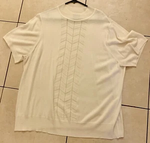 ๐R Q T - Off White Sweater Blouse - Short Sleeve - Size 3x - Plus Size๐ - Picture 1 of 4