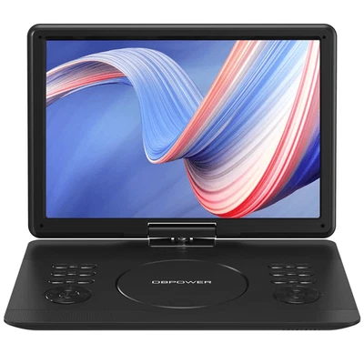 DVD player portátil DBPOWER 16,9" com controle remoto recarregável tela giratória HD 14,1" - Imagem 1 de 4
