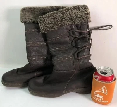 BOTAS IMPERMEABLES VINTAGE RUBIAS CANADÁ CUERO PIEL DE OVEJA MARRÓN MUJER TALLA 10M Foto 1 de 4