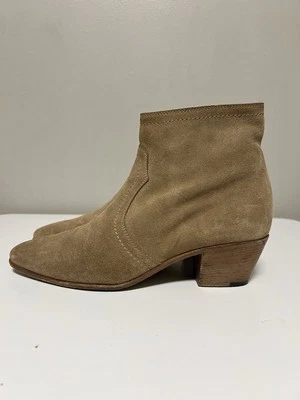 SAINT LAURENT EU 38 US 8 UK 5 Camel Suede Side Zipper Western Cowboy Ankle Boots - Image 1 of 4