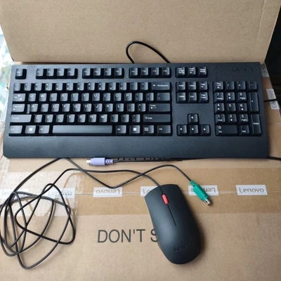Original Lenovo Traditional PS2 Wired Keyboard SK8817 & Mouse MA118P Set 00XH896 - Image 1 of 4
