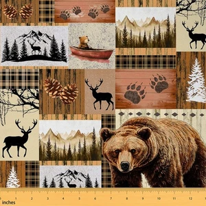 Tela de tapicería de oso rústico para sillas vida silvestre caza tema tela por The... - Imagen 1 de 7