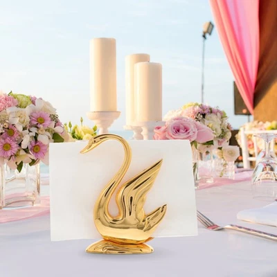  Porta del tovagliolo di tovagliolo metallico decorativo porta tessuto cigno - Immagine 1 di 4