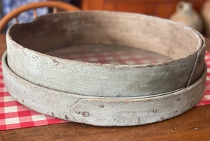 Antique Primitive Wooden Grain Sieve or Sifter with Old Blue Paint - Picture 1 of 4