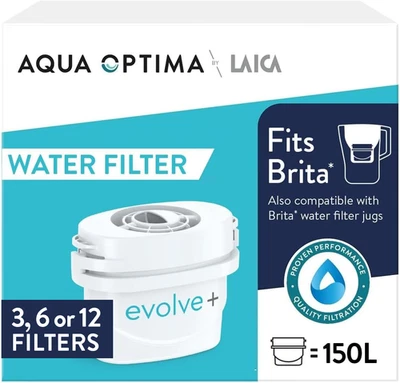 Water Filter Cartridge Limescale 3 6 12 Aqua Optima by LAICA Evolve+ Fits Brita* - Image 1 of 4