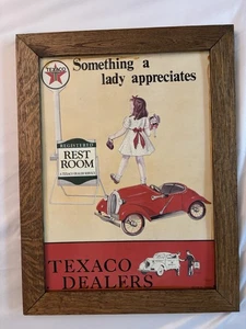 Vintage Texaco “Something A Lady Appreciates” Framed Sign - Picture 1 of 4