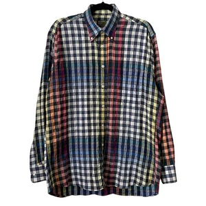Vintage Gitman Bros Shirt Mens Medium Blue Madras Plaid Button Down Cotton Retro - Picture 1 of 11