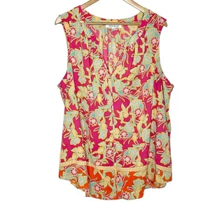 Rose & Olive Boho Floral Print Top Womens Size 3X Colorful Sleeveless Tropical - Picture 1 of 6