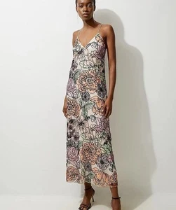 Karen Millen Organdie Sequin Flower Midaxi Dress UK 10 BNWT RRP £319 - Picture 1 of 8