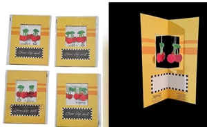 Bundle of 4PC Pop Out Greeting Cards Dangling Cherries Cheer Up/ Feel Better - Picture 1 of 8