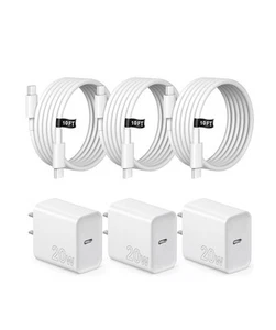 iPhone Charger Fast Charging 10FT iPhones 15 16 Charger 3 Pack Type C Chargers - Zdjęcie 1 z 7
