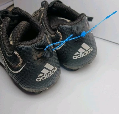 Adidas Kids Baseball Cleats Black White Size 10K Molded Rubber Shoes - Image 1 of 4