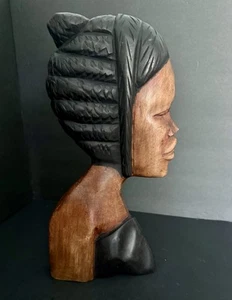 Hand Carved African Woman Vintage Solid Wood Wall Hanging Or Standing Art 16” - Picture 1 of 11