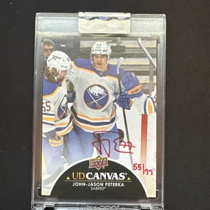 21-22 UD CLEAR CUT Hky Canvas Signatures RED Rookie Auto John-Jason Peterka #/77 - Picture 1 of 2