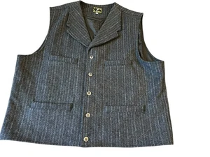 Wyoming Traders Vest Gray Striped Pure Virgin Wool V-Neck Western Cowboy Mens XL - Picture 1 of 6
