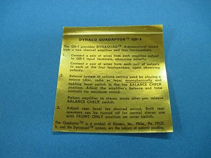NOS DYNACO QD-1 (Quadaptor) Label/Sticker ($9.95/label) - Picture 1 of 1