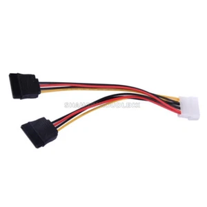 Power Adapter Cable 15 Pin SATA Male to Dual Molex 4 Pin IDE HDD Female NEW - Bild 1 von 4