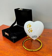 White heart urn With Paw Prints Brushed metal with( brass stand included )
