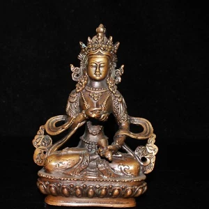 Buddhism pure copper lotus base hand made Vajrasattva Buddha statue ornament - Picture 1 of 9