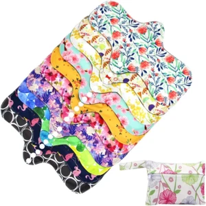 Reusable Feminine Menstrual Pads Period Maxi Pack of 5, 1 Cloth Bag Eco Friendly - Picture 1 of 15