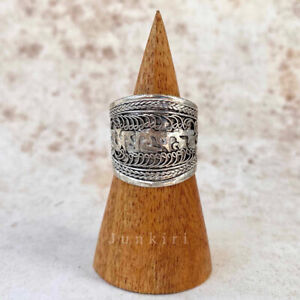 Buddhist Mantra Ring / Tibetan Om Mani Padme Hum Silver coloured Bohemian Ring