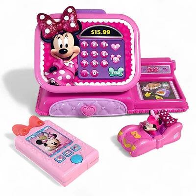 Лот из 3 игрушек Disney Minnie Mouse — притворный кассовый аппарат, автомобиль и сотовый телефон - Изображение 1 из 4
