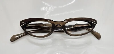 Vintage Frame France Ropco Cat Eye Star Eyeglasses Brown Plastic Rockabilly - Image 1 of 4