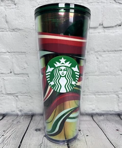 Vaso de Navidad rojo verde navideño Starbucks coleccionable 24 oz 2021 sin pajita - Imagen 1 de 4