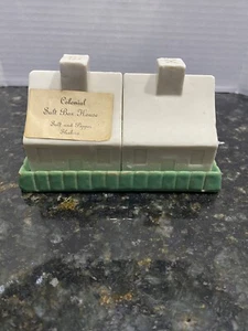 Vtg Ceramic Colonial Salt Box Houses with Tray Salt & Pepper Shakers - Picture 1 of 9